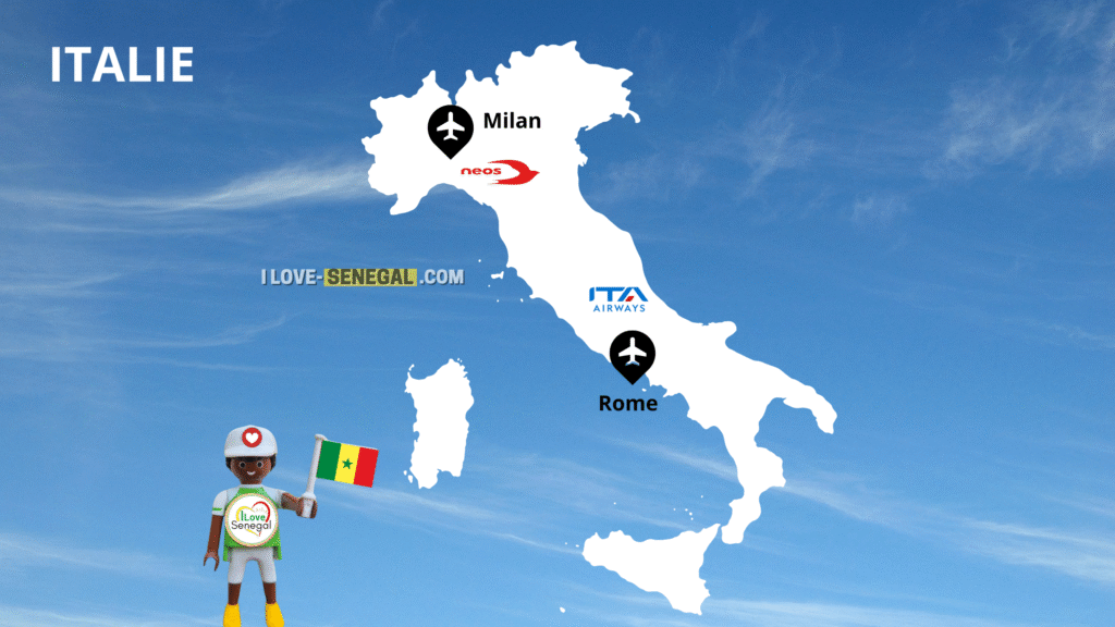 Les cartes des vols Europe Sénégal