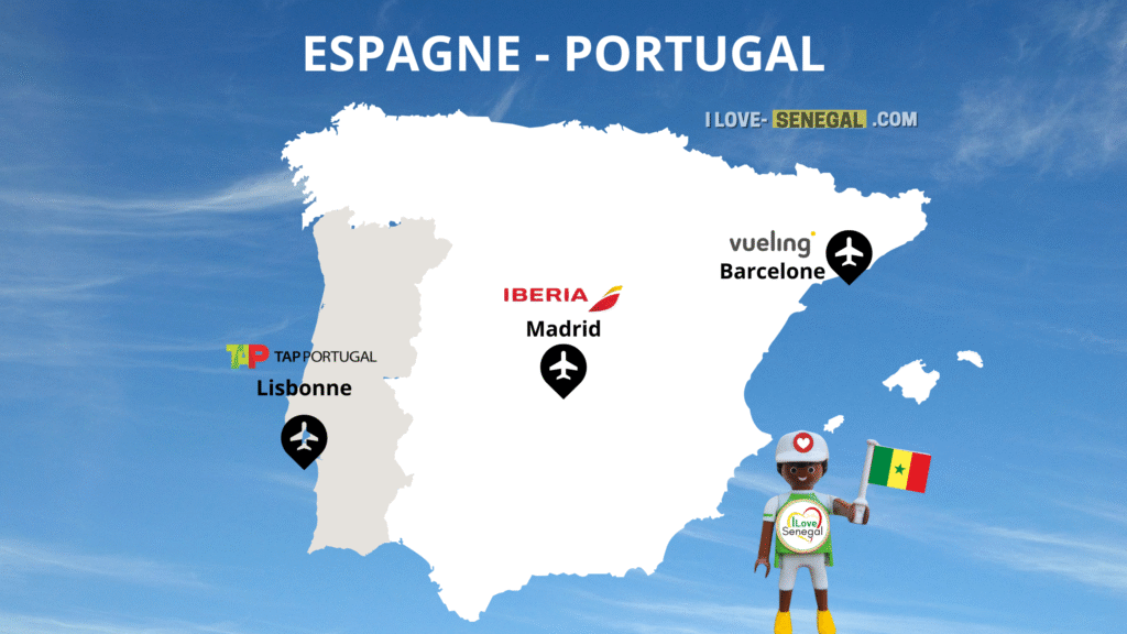 Les cartes des vols Europe Sénégal